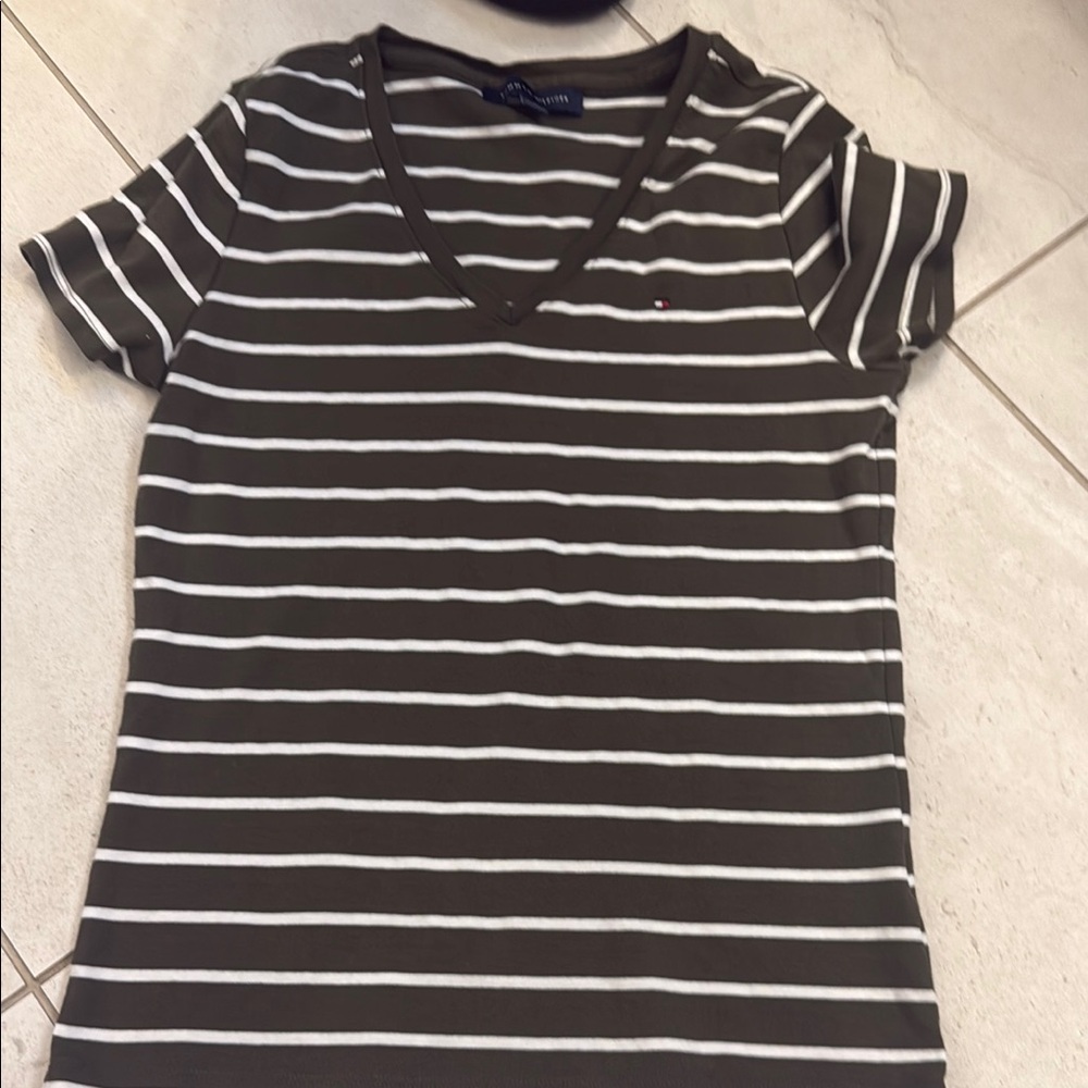 Tommy Hilfiger Women's Striped Brown Top
